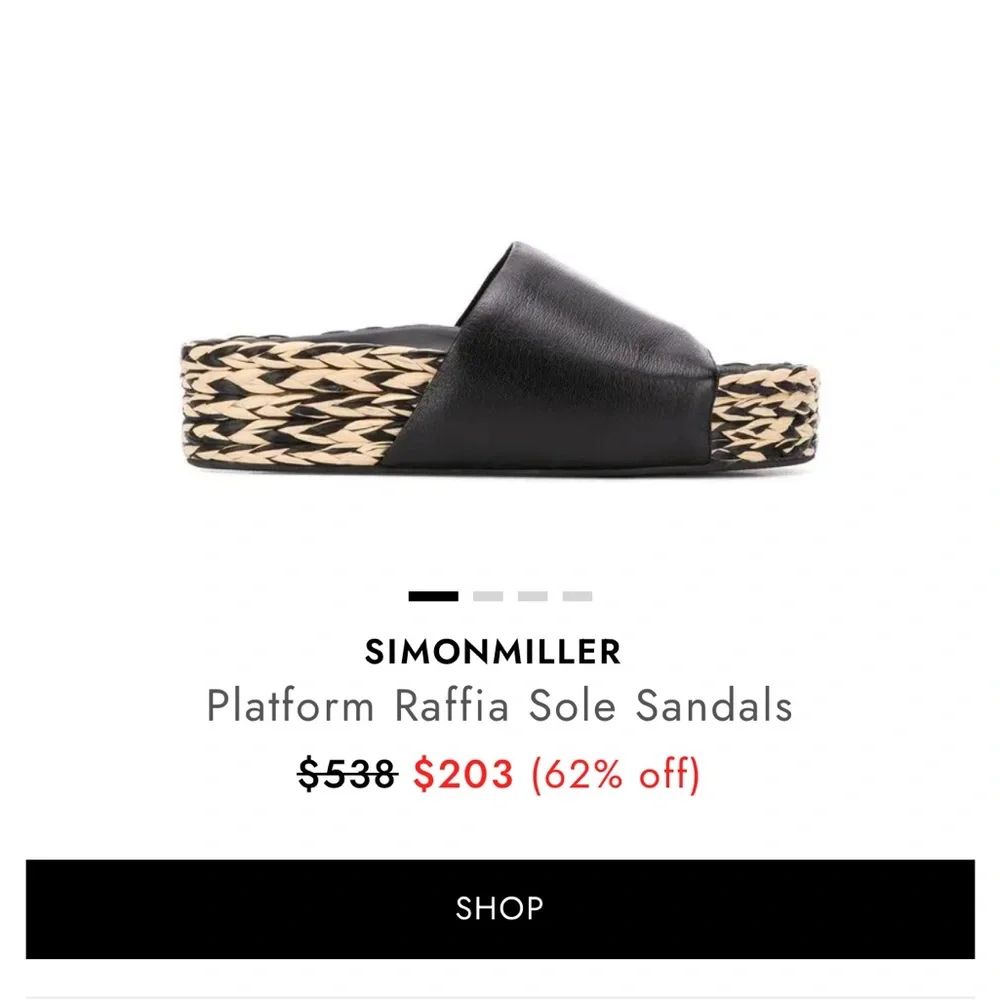 Simon Miller Black Leather Platform Wedges with Braided Tan Accent